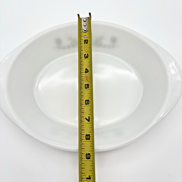 Glasbake Divided Casserole Serving Dish Green Daisy Milk Glass Vintage 1 qt - Picture 8 of 8